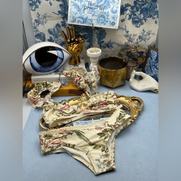 🆕 ZIMMERMANN KIDS 🧿 NWT Waverly Trim Frill Bikini Set, Cream Floral - Sz 10Y - Picture 3 of 11